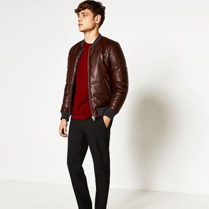 NEW  Zara Man  QUILTED MOTO BOMBER JACKET M